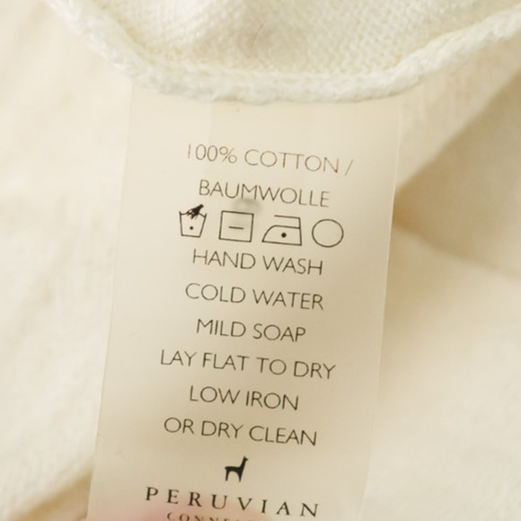 Peruvian Connection Size XL Ivory Cream Scoop 3/4 Sleeve Boxy Cotton Sweater - Picture 4 of 5